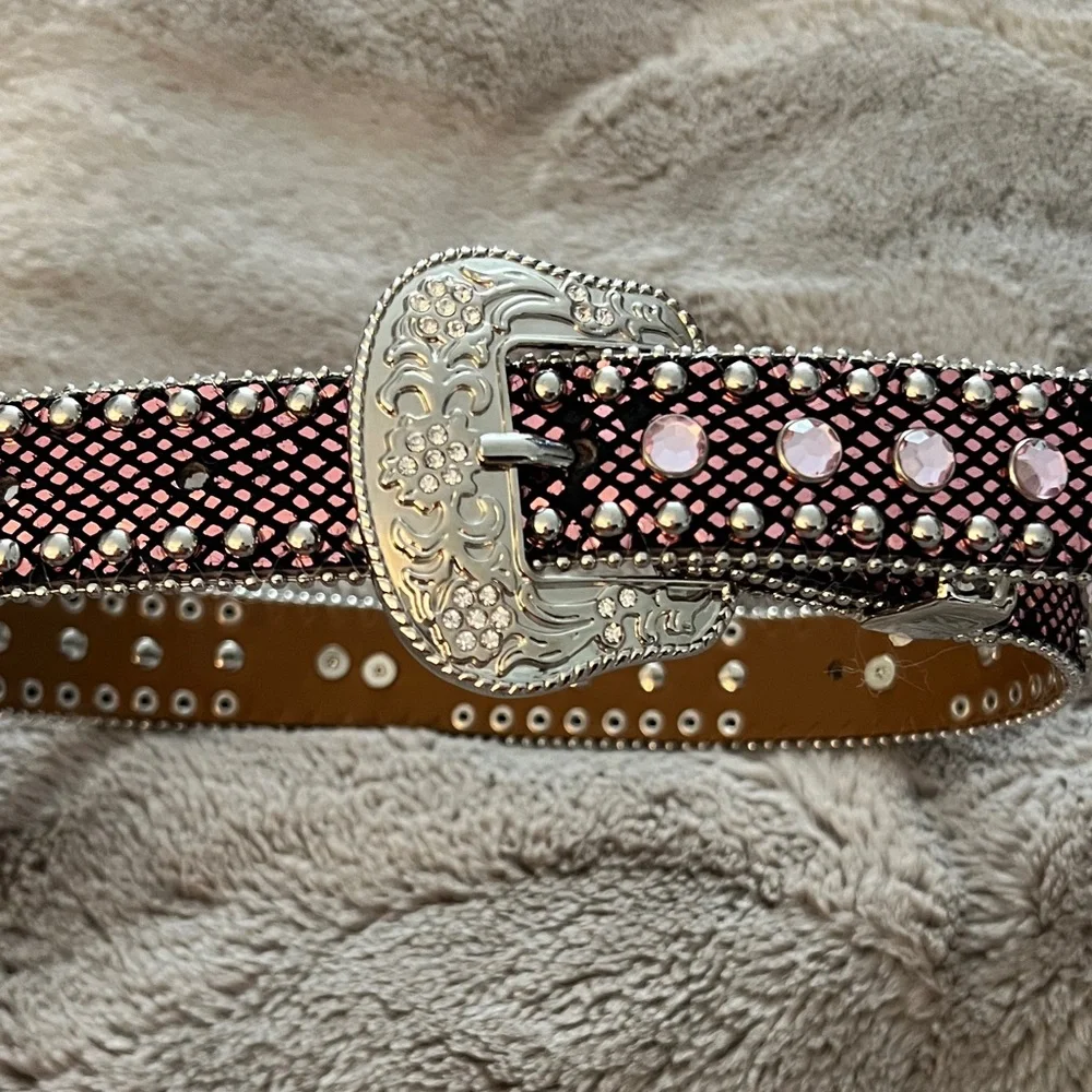 Elegant Silver and Pink Studded kids Belt